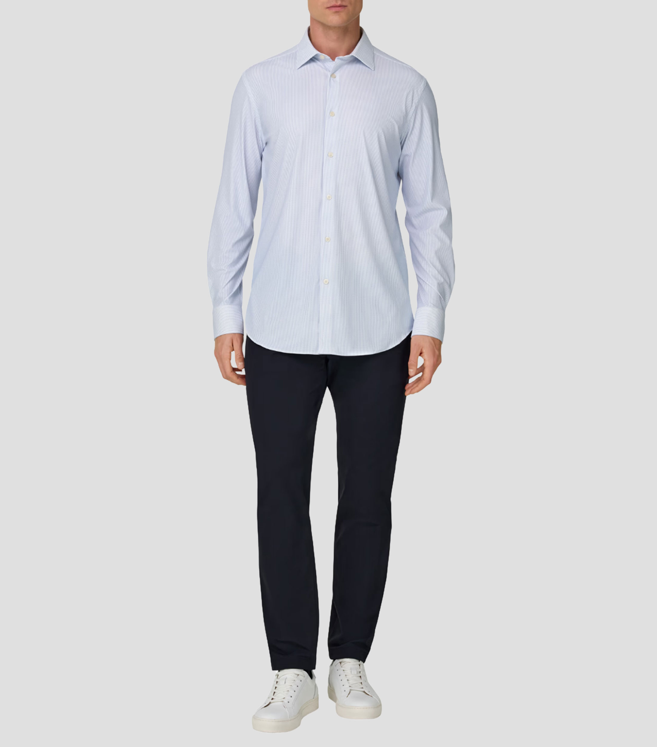 Camisa con microdiseño manga larga Hombre
